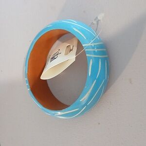 Wooden blue painted bracelet